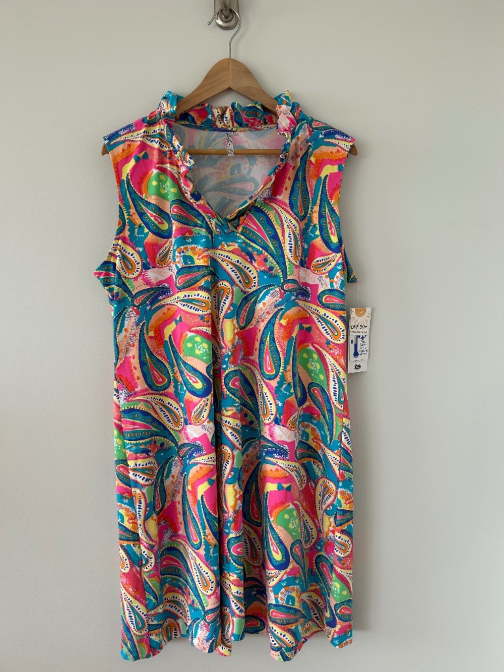 NWT Lulu-B Ruffled V-Neck Dress Paisley Print Sz XL